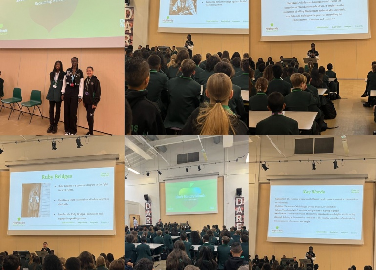 studetns presenting BHM in assembly