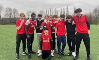 sixth form boys winners - rowan (red shirts)