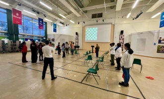 Sixth form human chess in main hall